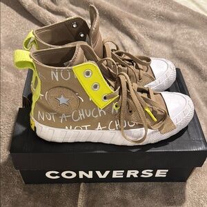 Converse Nomad Khaki/Laser Lemon/White KID High Sneakers